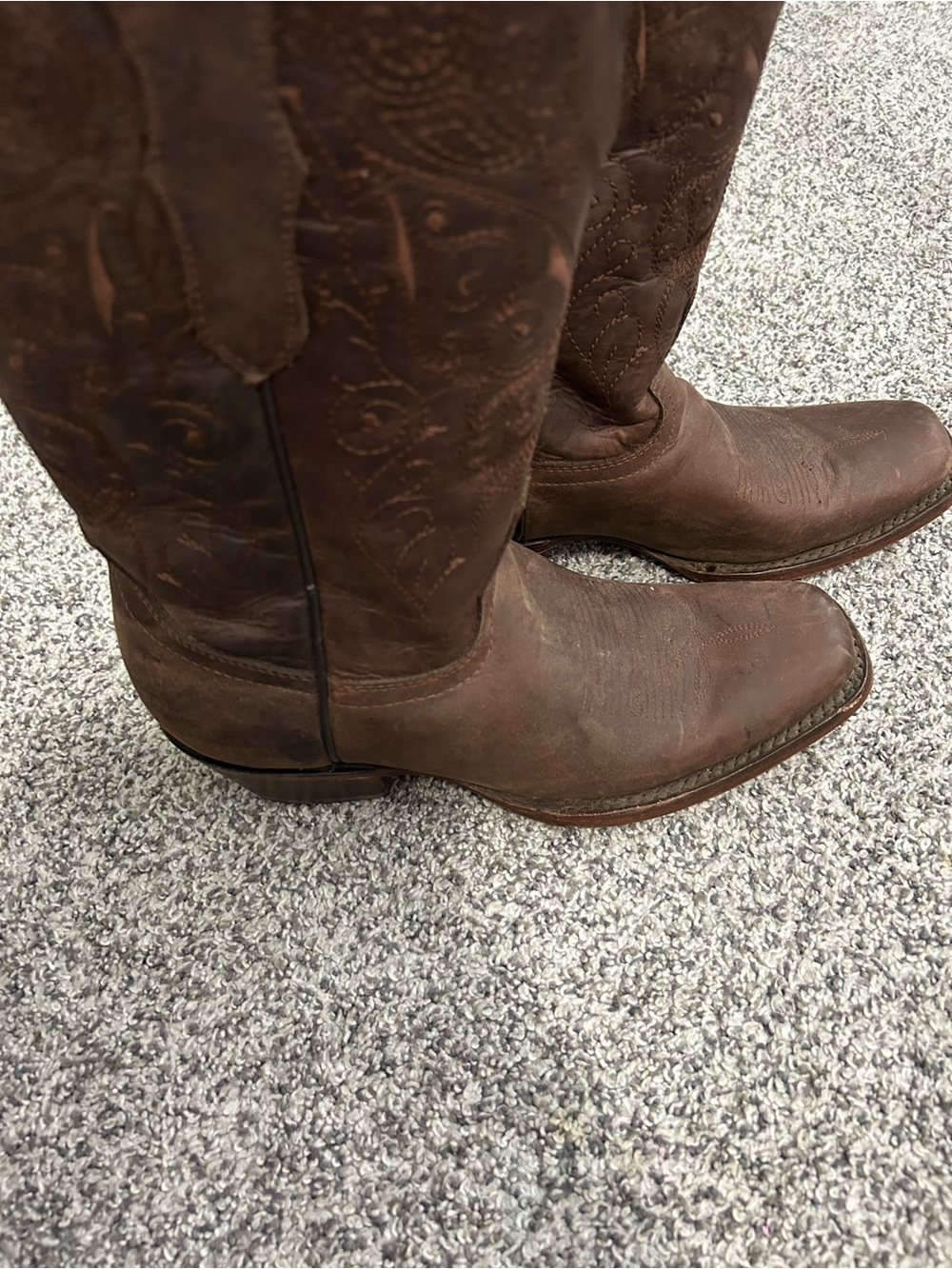 El General Brown Leather Heeled Cowgirl Boots - made in Mexico